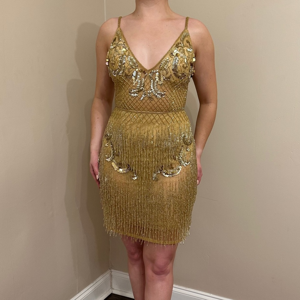 Gold Sherri Hill Cocktail Dress